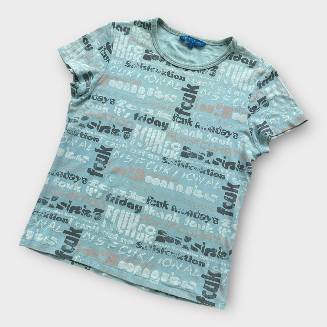 Camiseta vintage Y2K FCUK - tamanho feminino grande