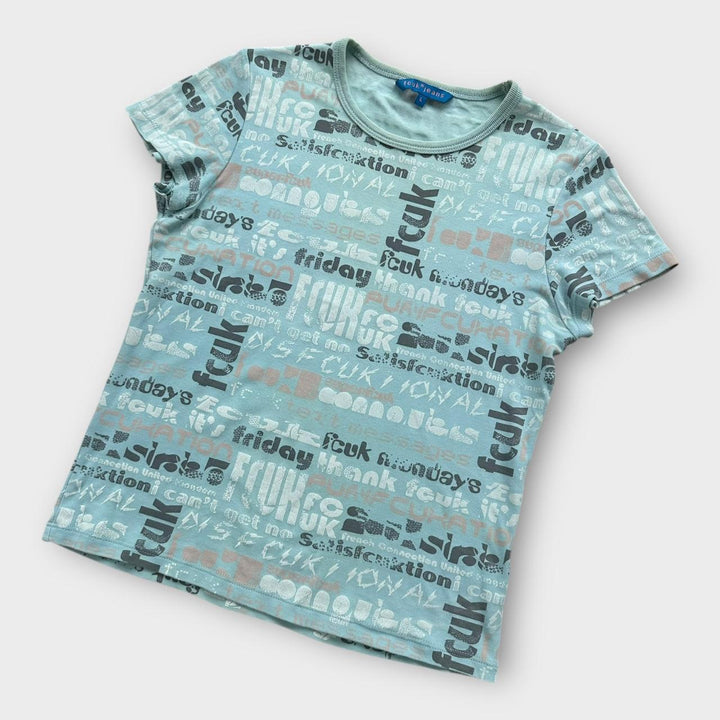 Camiseta vintage Y2K FCUK - tamanho feminino grande
