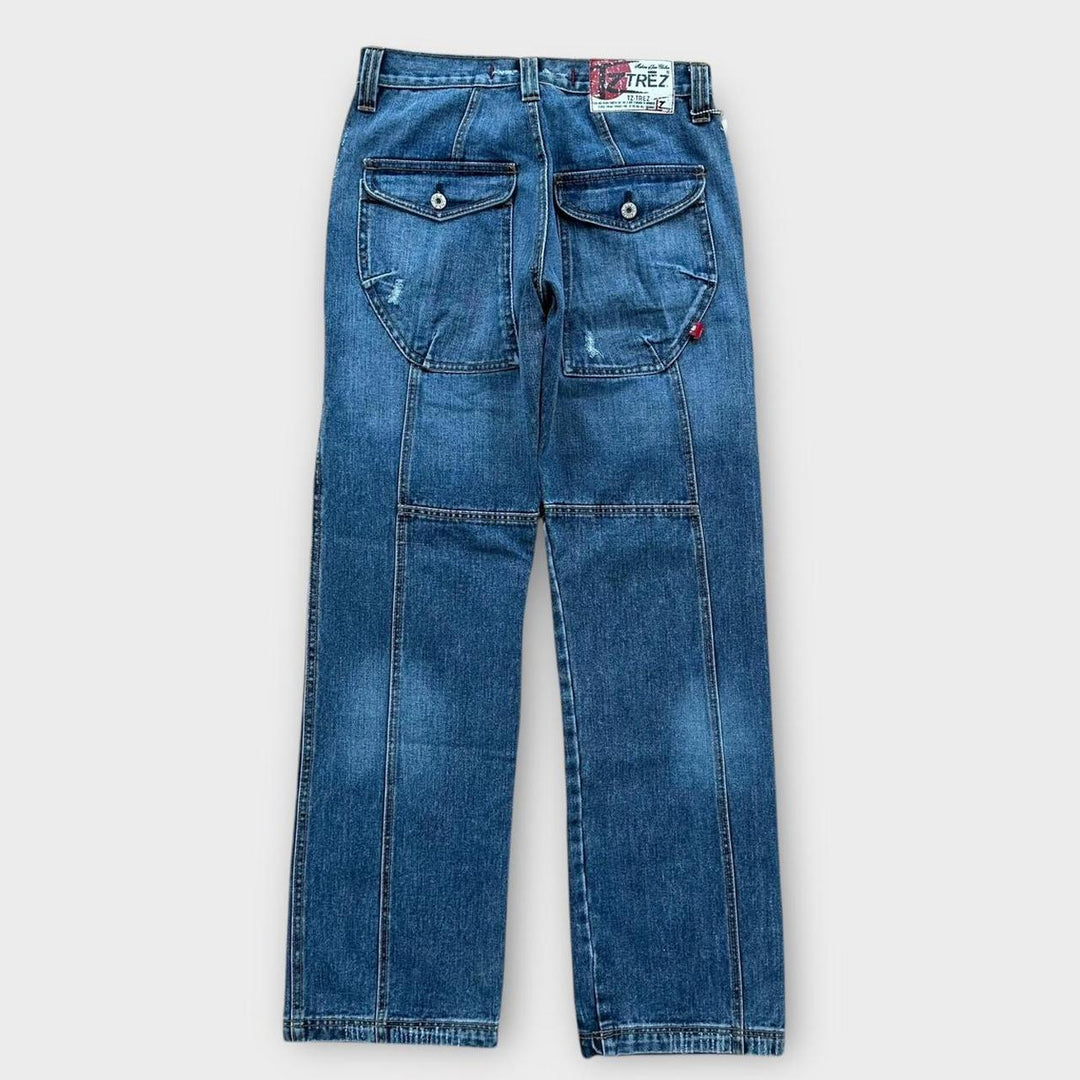 Jeans vintage Y2K com perna larga - cintura 28