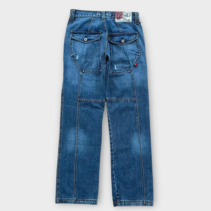 Jeans vintage Y2K com perna larga - cintura 28
