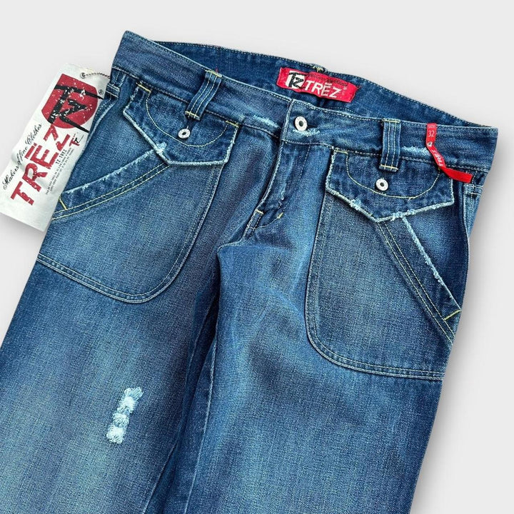 Jeans vintage Y2K com perna larga - 32 polegadas