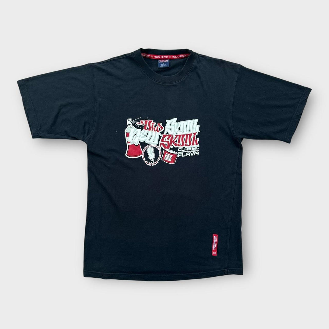 Camiseta com estampa de hip hop Y2K – média (cabe como uma grande)