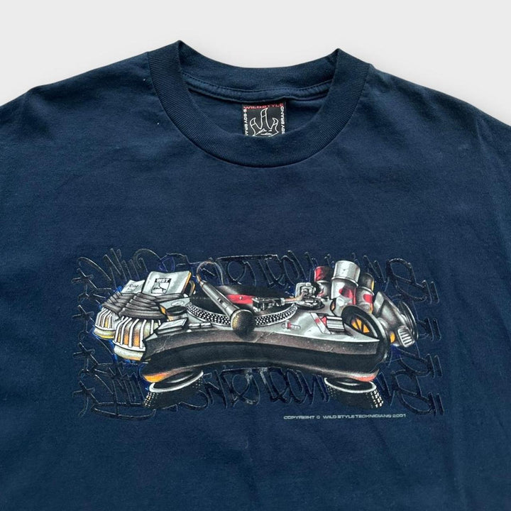 Camiseta com estampa de hip hop Y2K - XL