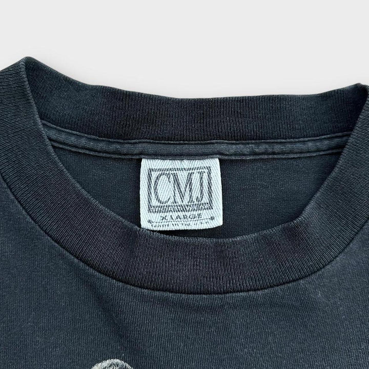 Camiseta vintage com estampa de motociclista de ponto único - XL