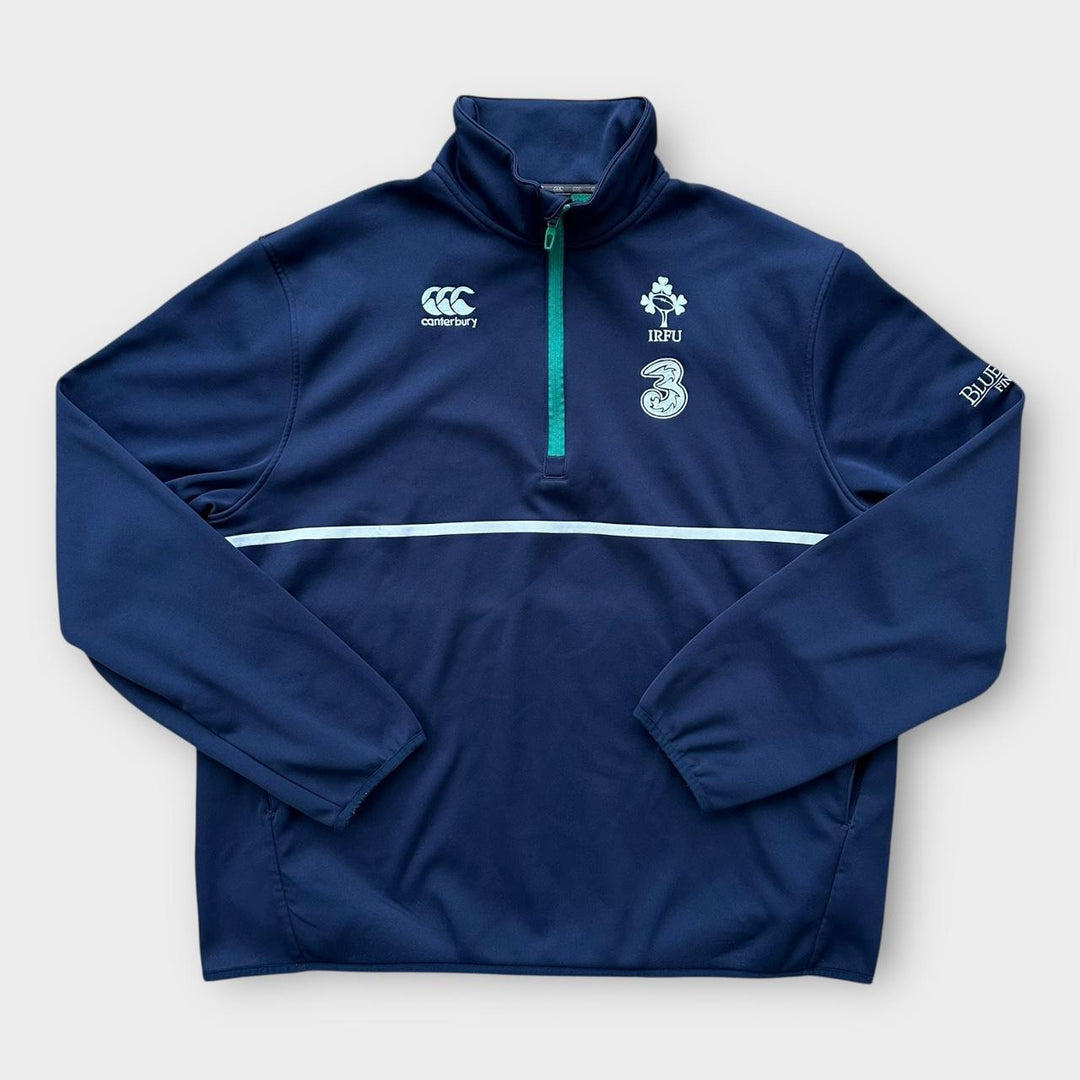 Suéter irlandês com zíper e quarto de rugby em XL
