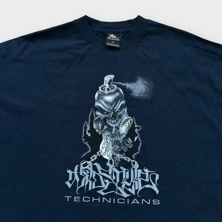 Camiseta com estampa Hip-Hop Technicians estilo selvagem - XL