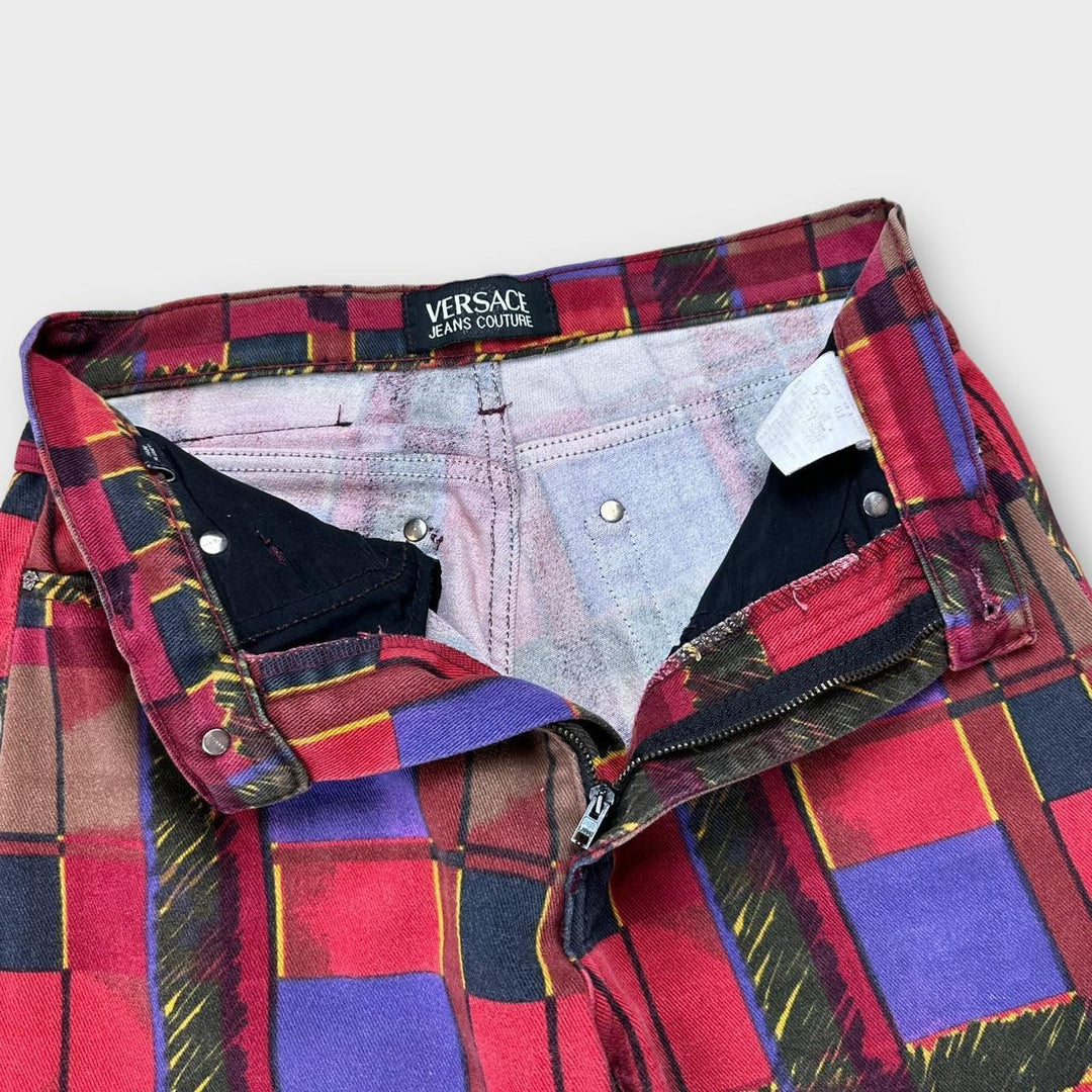 Calça jeans vintage Versace com estampa - cintura 27”