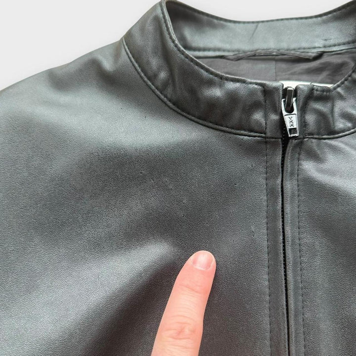 Jaqueta de couro vintage Y2K para mulher - UK12