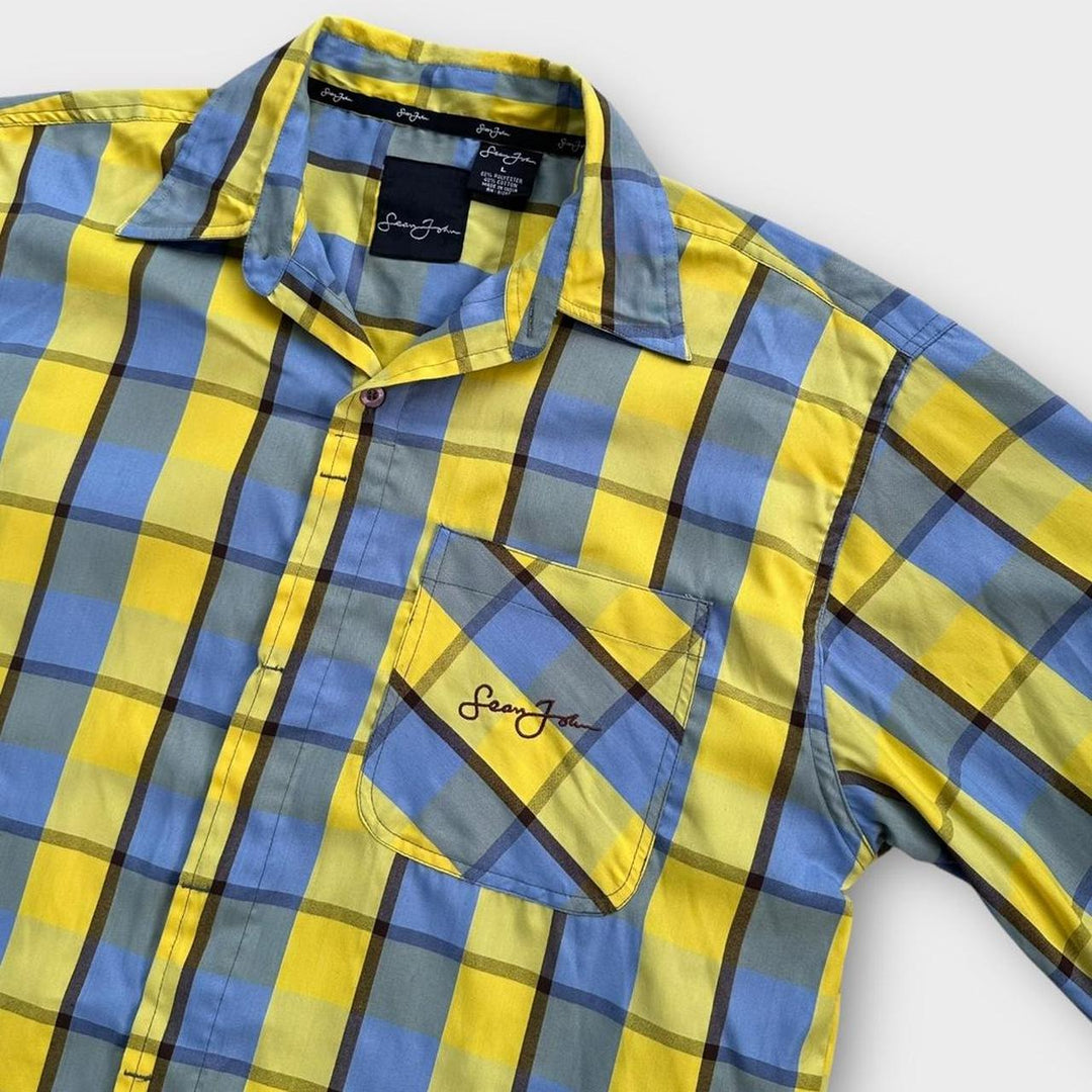 Camisa vintage de manga curta Sean John - grande (cabe como uma folgada XL)