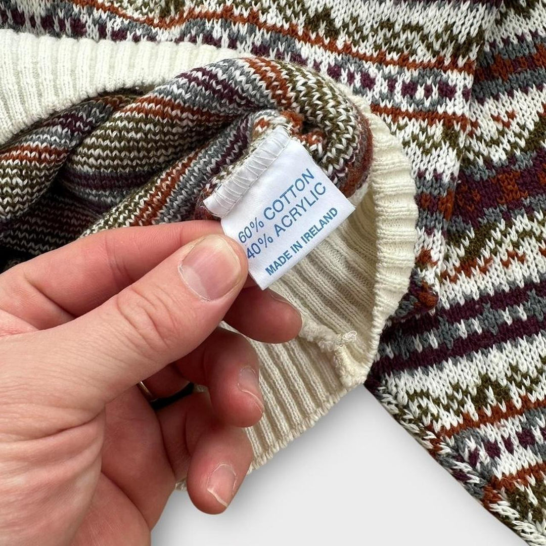 Suéter de malha estampado vintage dos anos 90 - XL