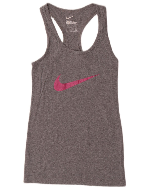 Nike Womens Slim Fit Graphic Vest Top UK 8/10 Small Grey