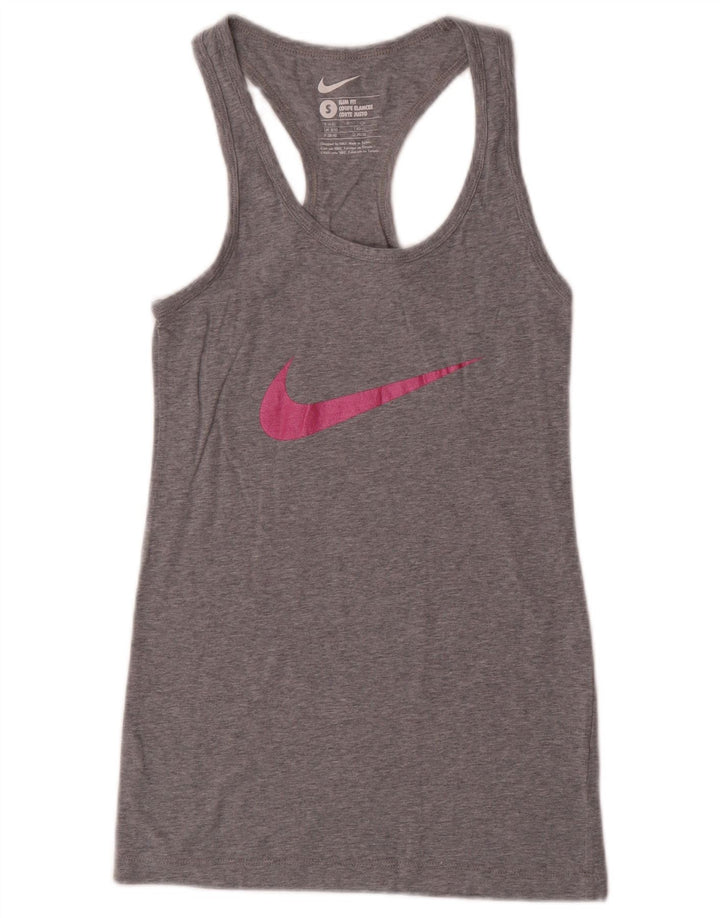 Colete gráfico Nike feminino Slim Fit Top UK 8/10 pequeno cinza