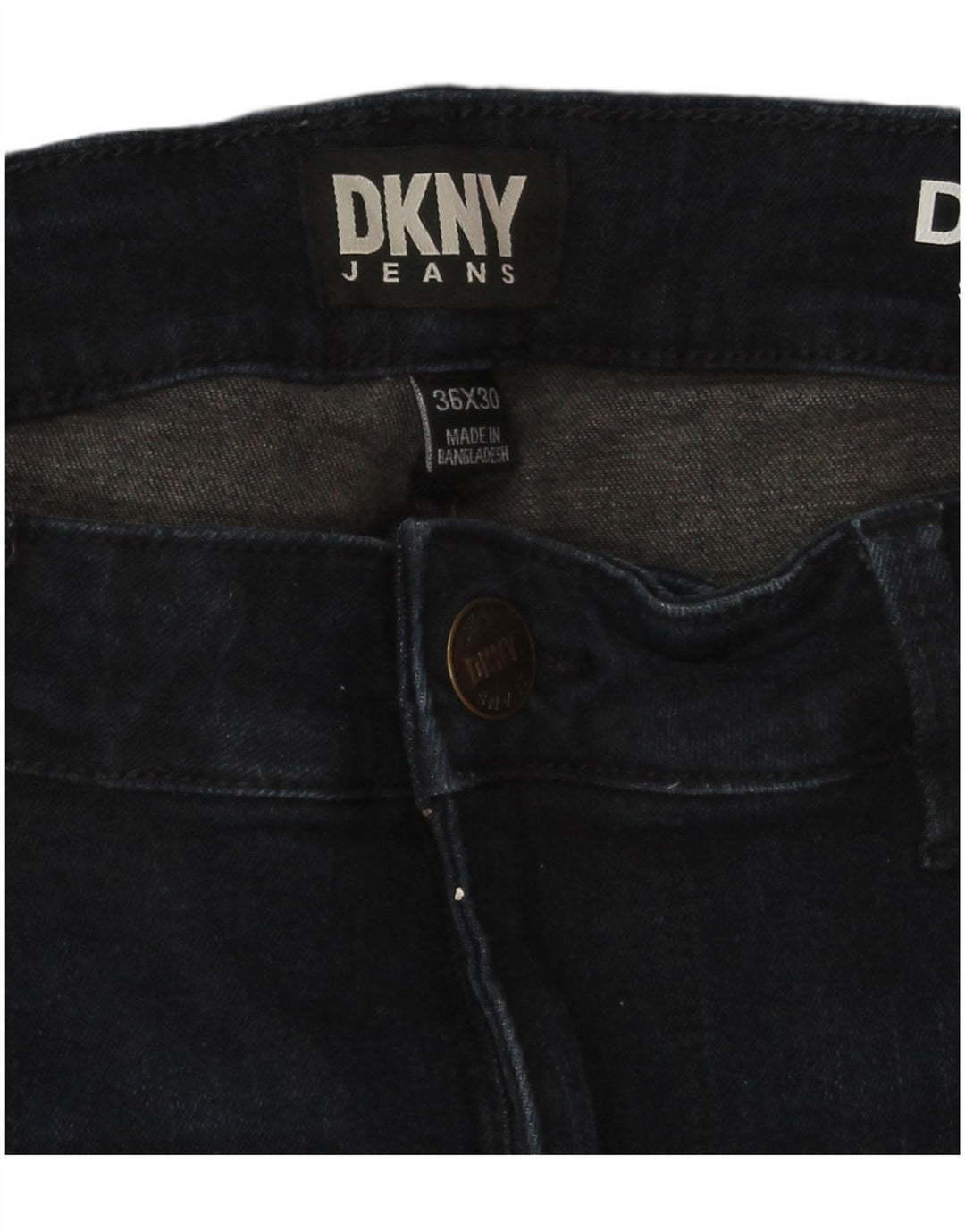 Dkny Mens Duane Straight Jeans W36 L30 Azul Marinho Algodão