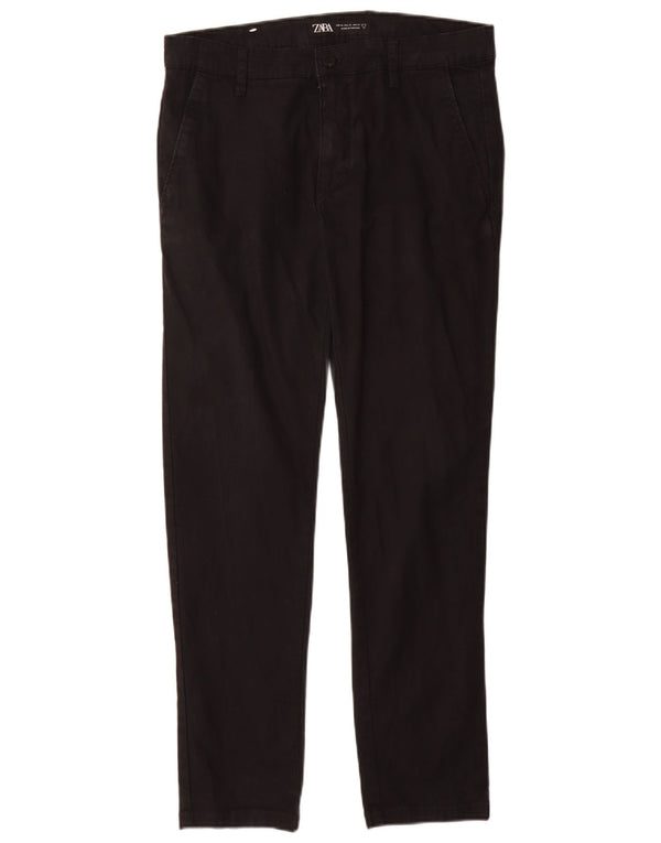 ZARA Mens Slim Chino Calças EU 40 Médio W31 L30 Algodão Preto