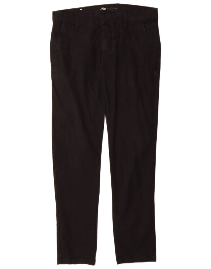 ZARA Mens Slim Chino Calças EU 40 Médio W31 L30 Algodão Preto