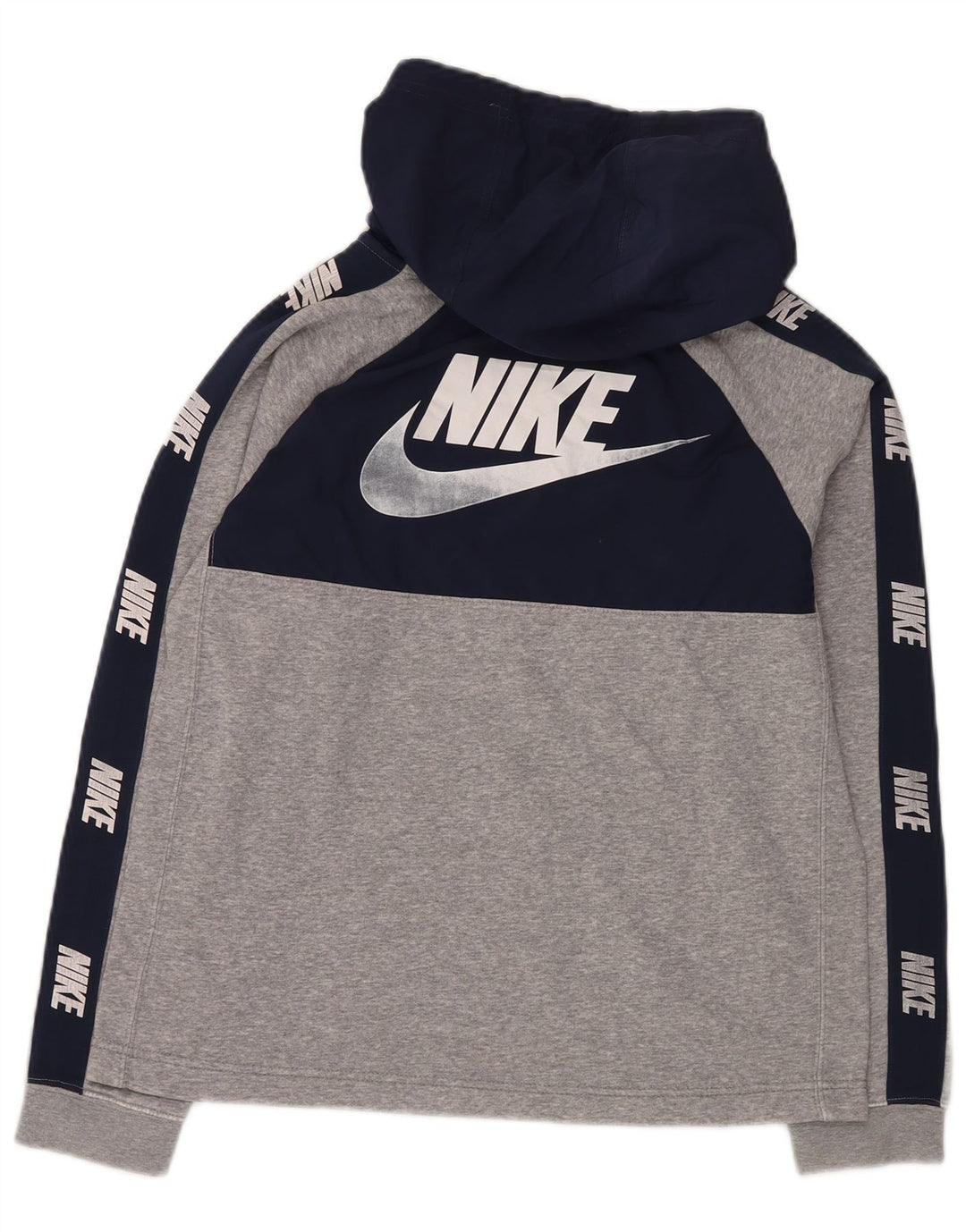 NIKE Meninos Graphic Hoodie Jumper 13-14 Anos XL Cinza Colourblock Algodão