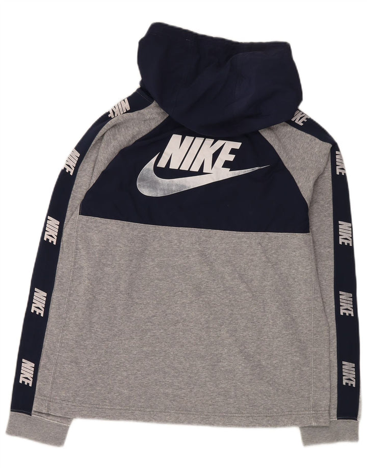 NIKE Meninos Graphic Hoodie Jumper 13-14 Anos XL Cinza Colourblock Algodão