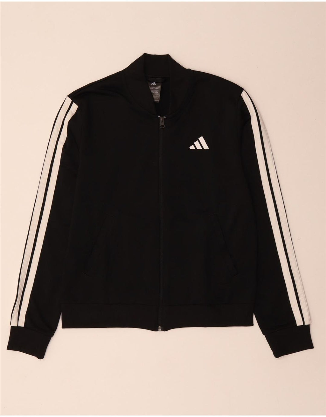 ADIDAS Womens Tracksuit Top Jacket UK 8/10 Pequeno Poliéster Preto