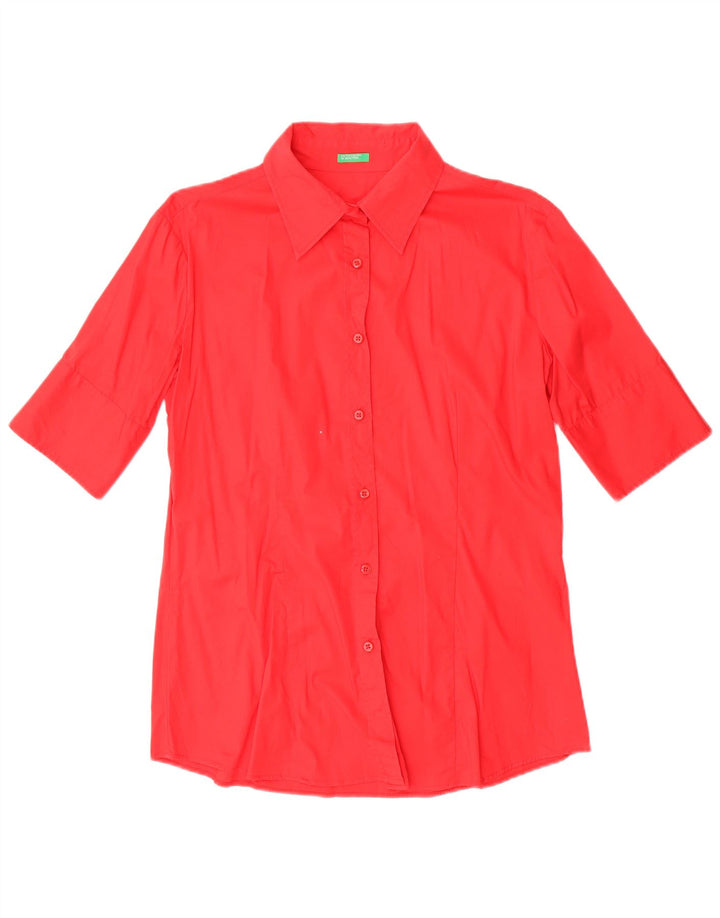 Camisa feminina de manga curta Benetton UK 16 grande vermelha