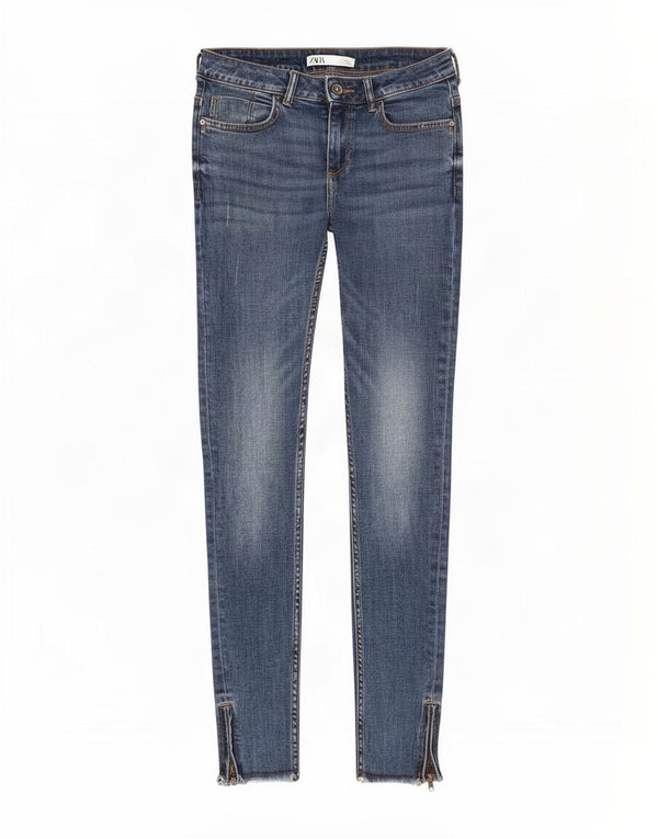Zara Jeans Skinny Feminino UE 38 Pequeno W28 L28 Azul