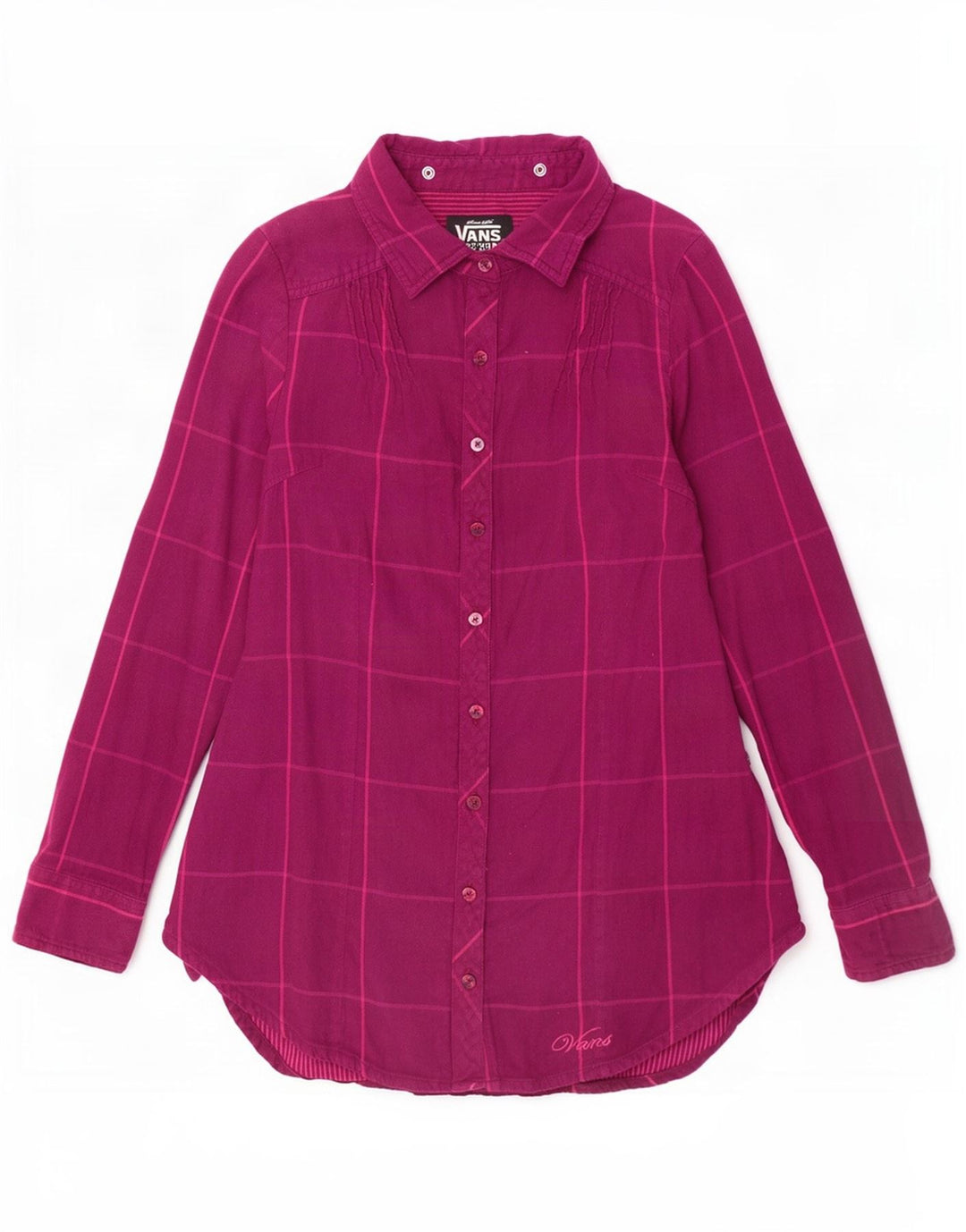 Camisa Vans Feminina UK 10 Pequena Roxa Xadrez Algodão