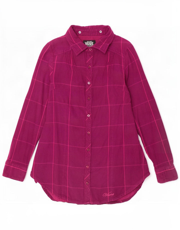 Camisa Vans Feminina UK 10 Pequena Roxa Xadrez Algodão