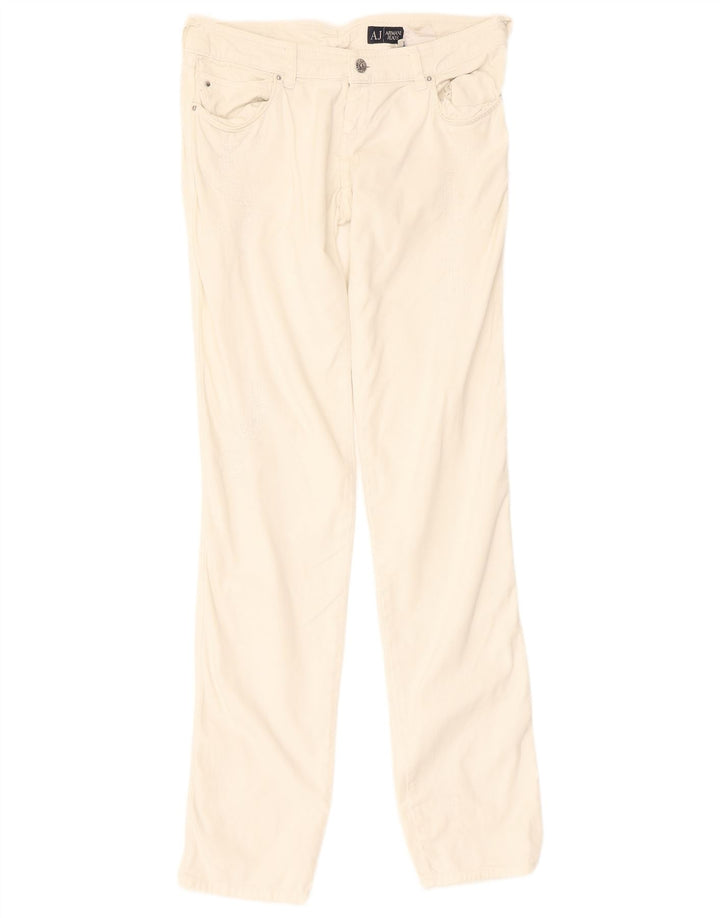 Calça feminina reta casual ARMANI W28 L33 algodão branco