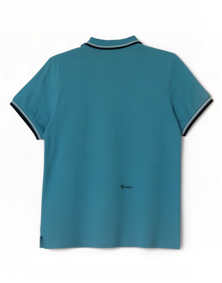 Camisa polo masculina Lotto de algodão listrado azul médio