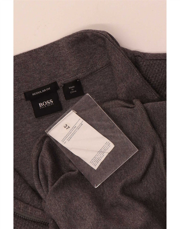 Hugo Boss Mens Zip Neck Regular Fit Moletom Jumper 2XL Algodão Cinza