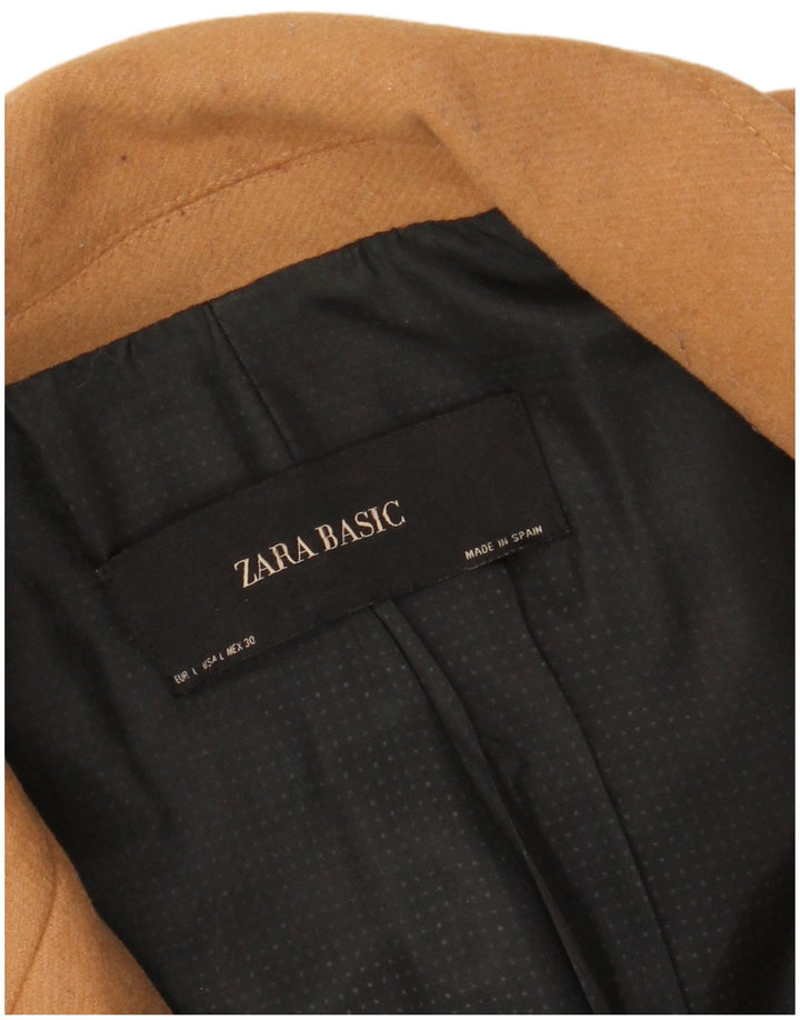 Sobretudo feminino ZARA UK 16 grande algodão marrom