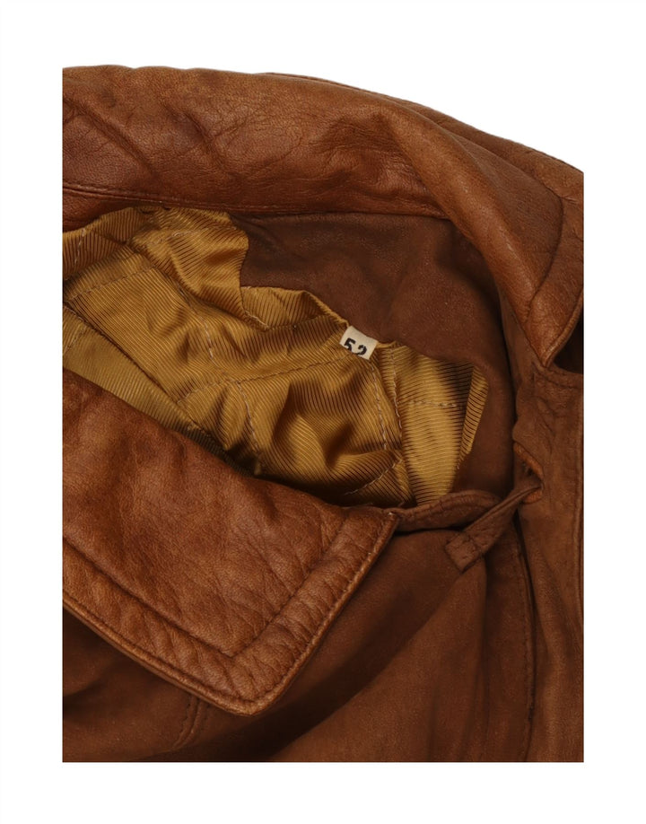 Jaqueta de couro masculina vintage IT 52 XL marrom