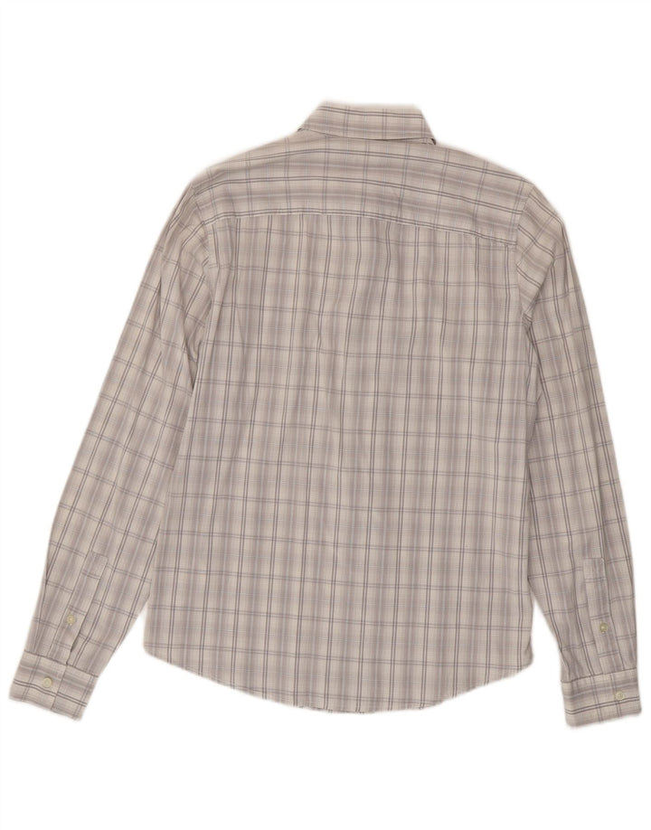 Camisa masculina Calvin Klein Jeans cinza médio xadrez algodão