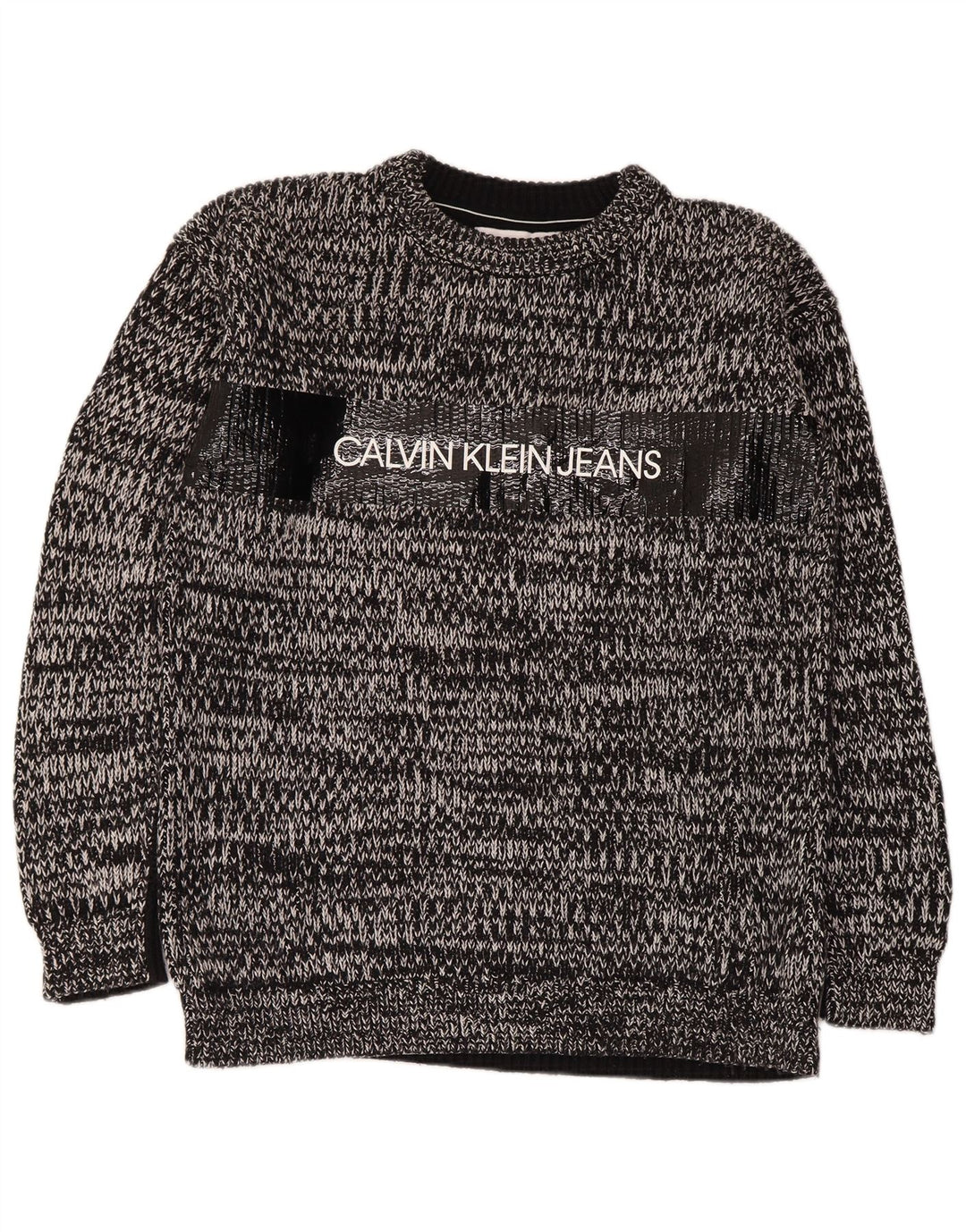 Suéter masculino Calvin Klein Jeans com gola redonda cinza médio manchado