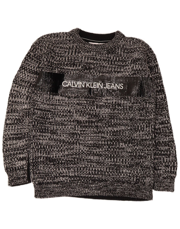 Suéter masculino Calvin Klein Jeans com gola redonda cinza médio manchado