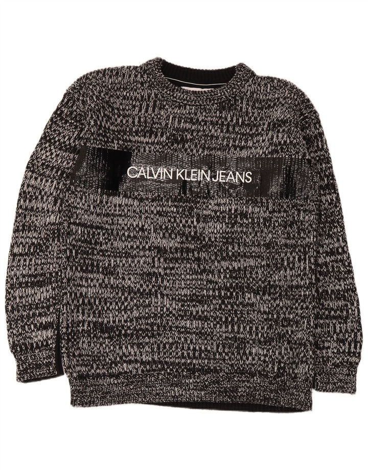 Suéter masculino Calvin Klein Jeans com gola redonda cinza médio manchado
