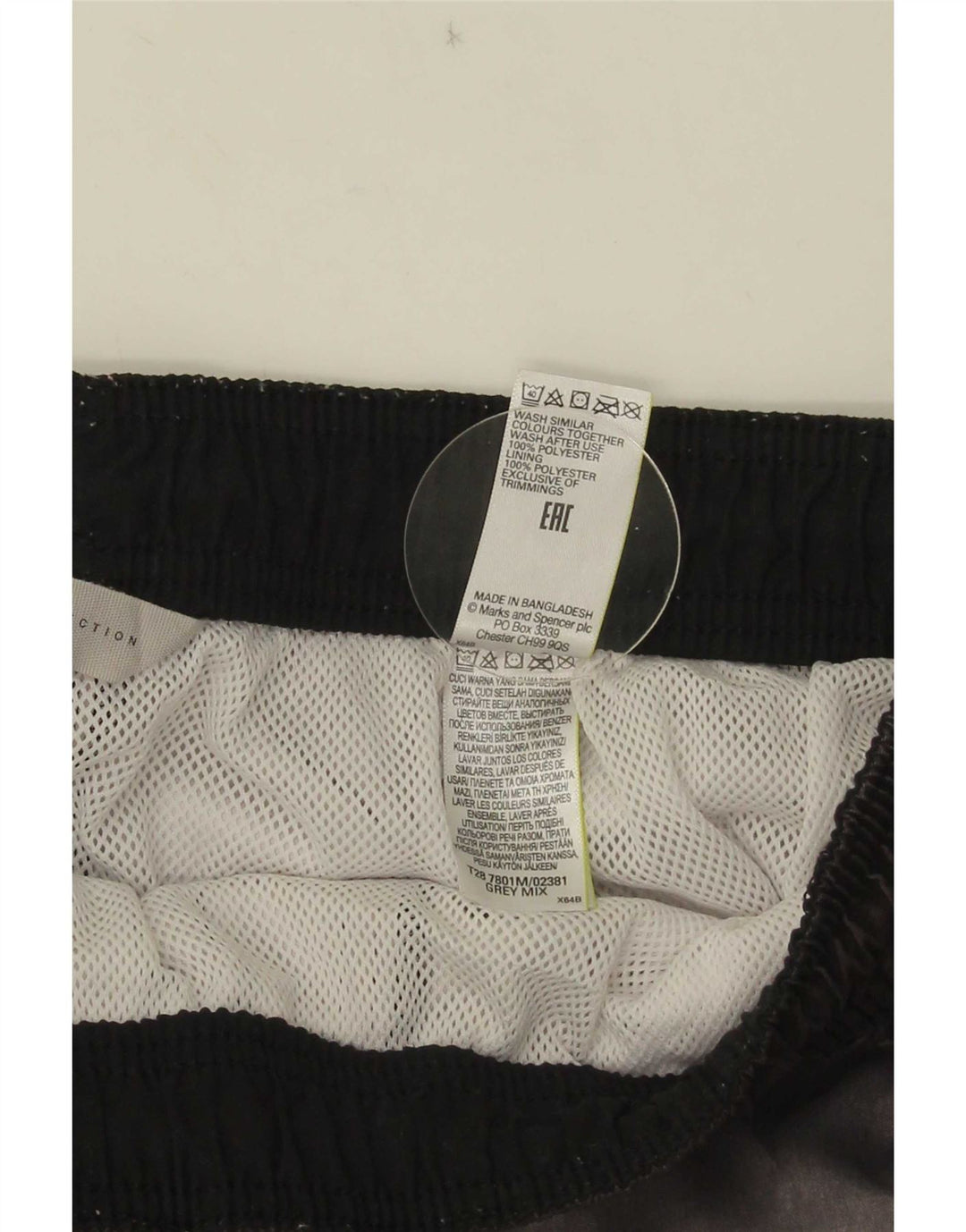 Shorts de natação masculino Marks & Spencer médio cinza colorblock poliéster