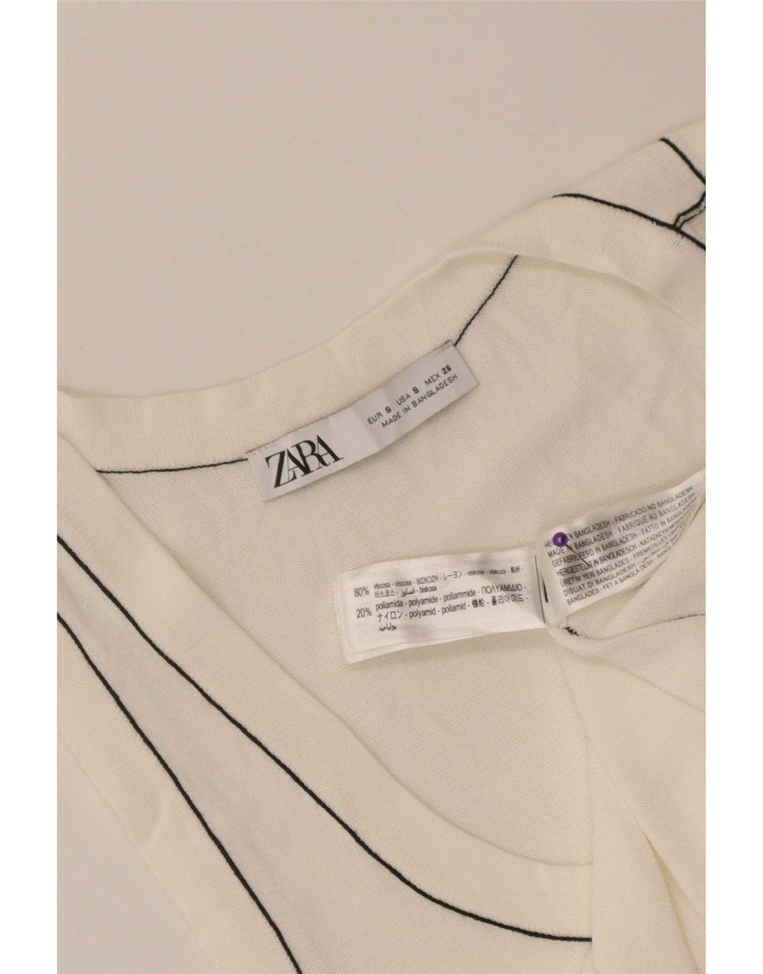 Colete feminino Zara UK 8 pequeno viscose off white