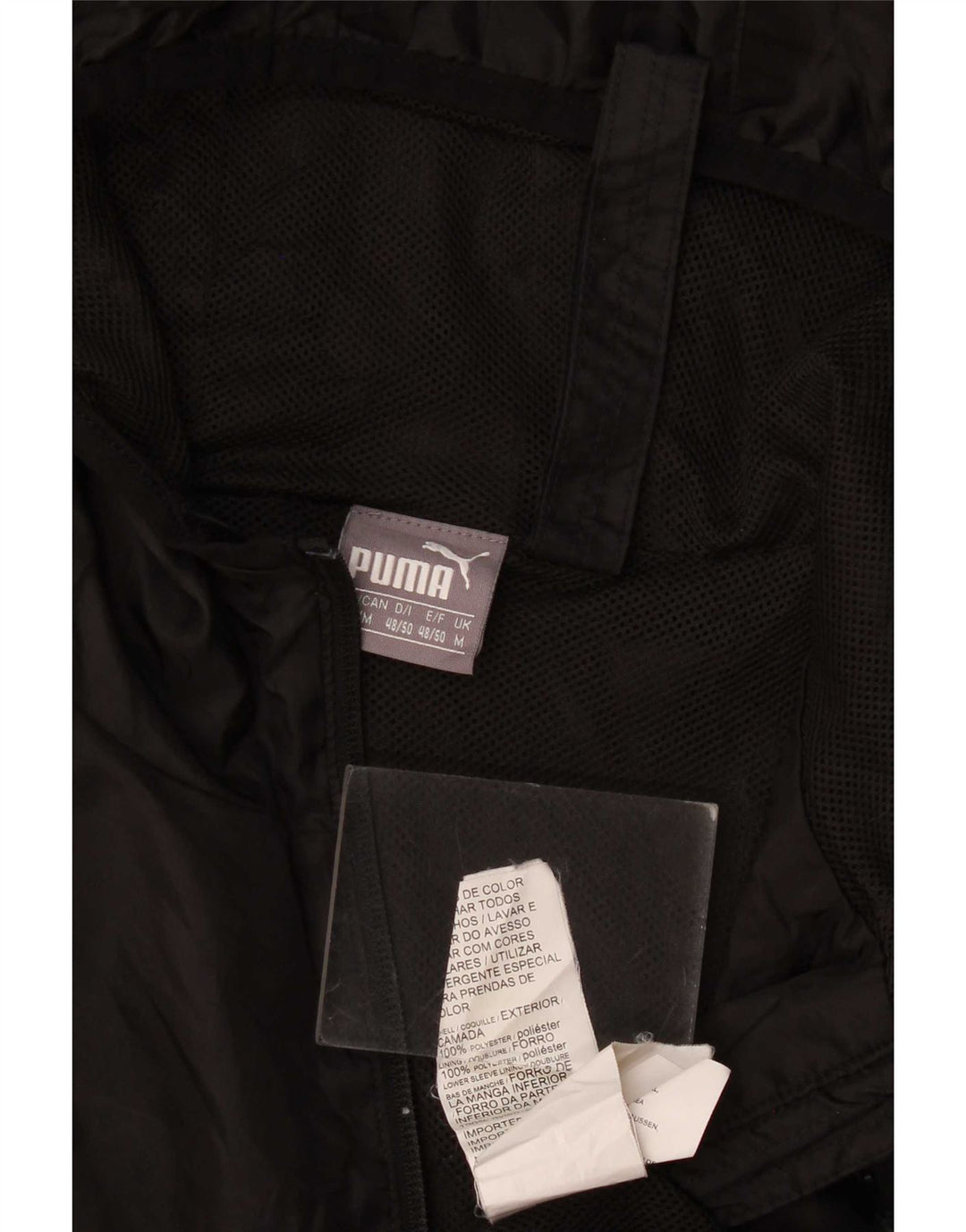 Jaqueta de chuva masculina Puma com capuz UK 38 poliéster preto médio