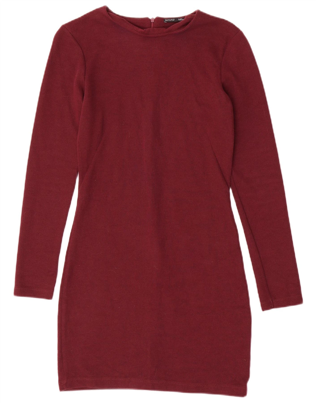 Vestido feminino Zara com bainha de manga comprida Reino Unido 8 pequeno poliéster marrom