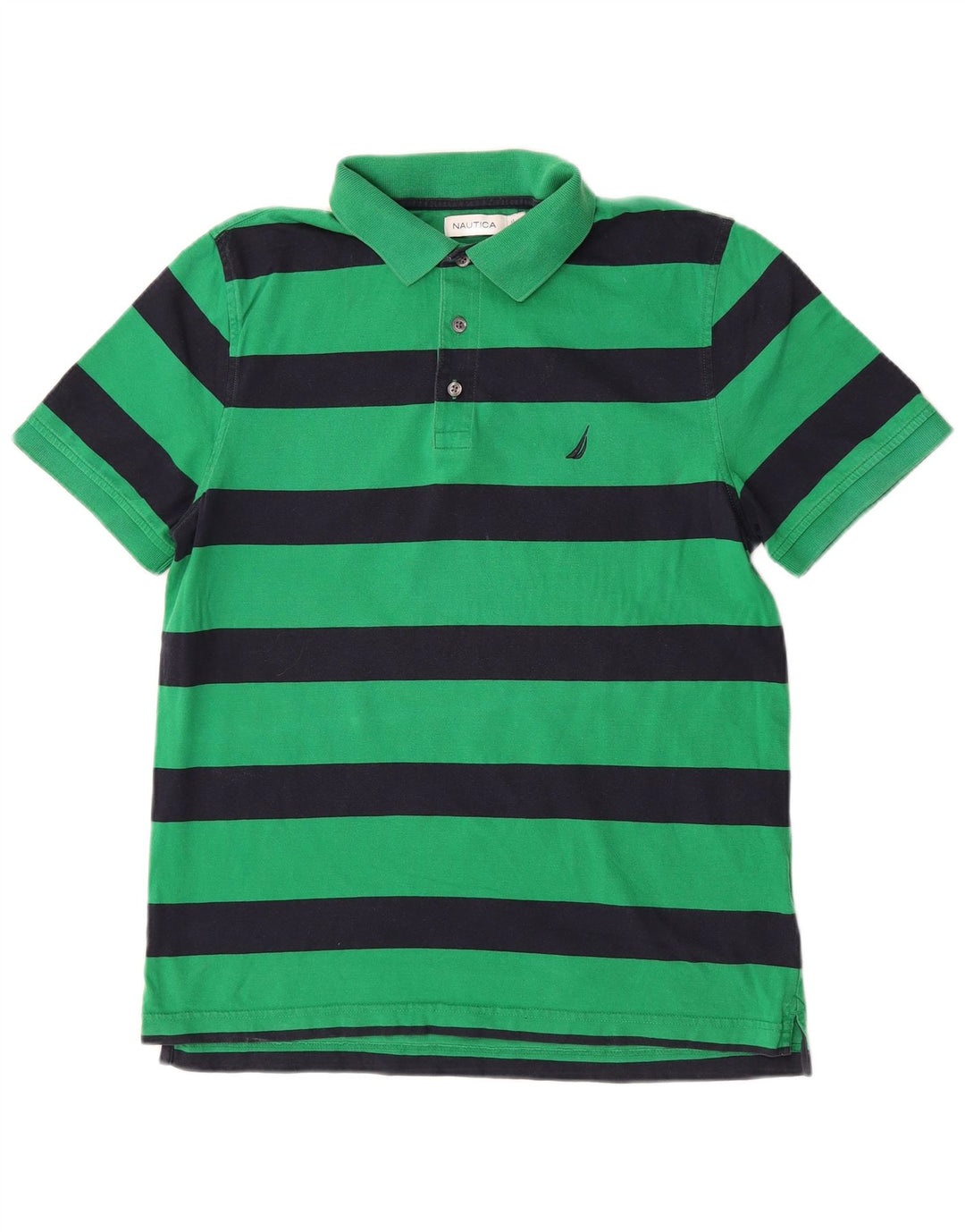 Camisa polo masculina Nautica algodão listrado verde médio