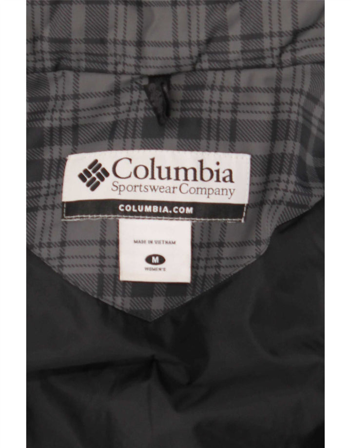 Jaqueta acolchoada com capuz feminina Columbia UK 14 xadrez cinza médio