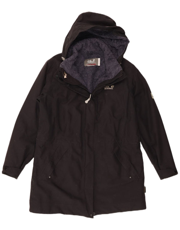 Jack Wolfskin Jaqueta feminina oversized com capuz Sherpa Parka Reino Unido 18 XL preta
