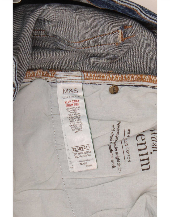 Jeans retos masculinos Marks & Spencer W38 L31 algodão azul