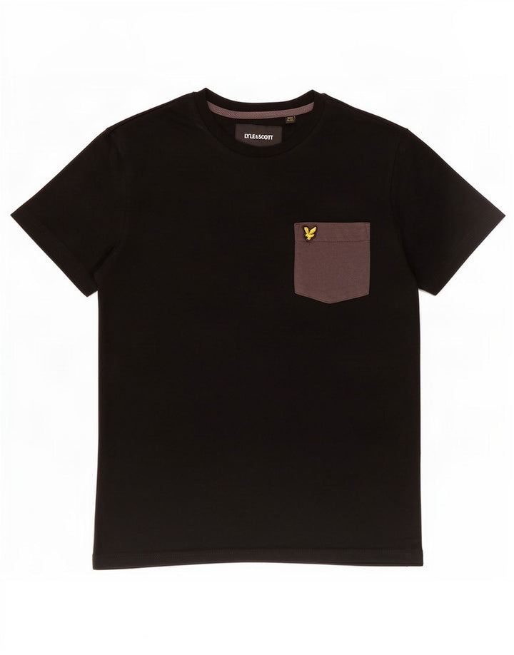 Camiseta masculina Lyle & Scott pequena preta poliéster