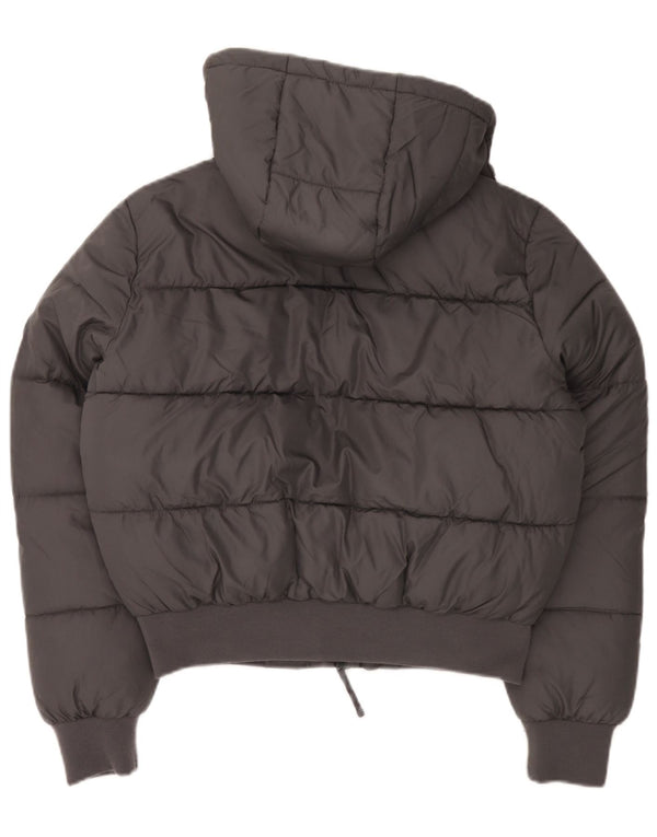 Jaqueta feminina acolchoada com capuz e capuz HOLLISTER UK 10 poliéster cinza pequeno