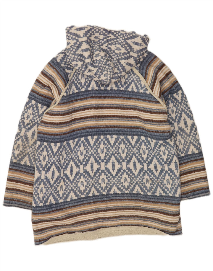 Jaqueta Sherpa aberta grande O'Neal feminina UK 16 grande azul geométrica