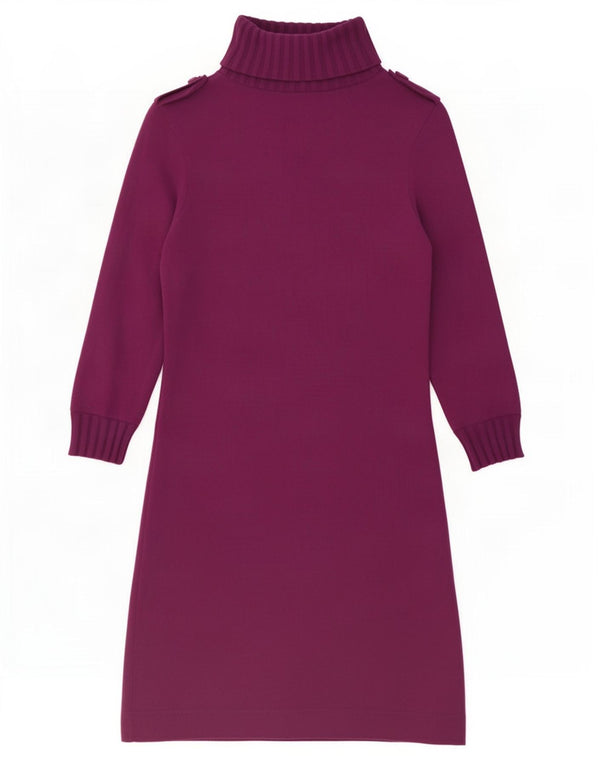 Zara vestido feminino manga 3/4 com gola redonda Reino Unido 12 médio roxo