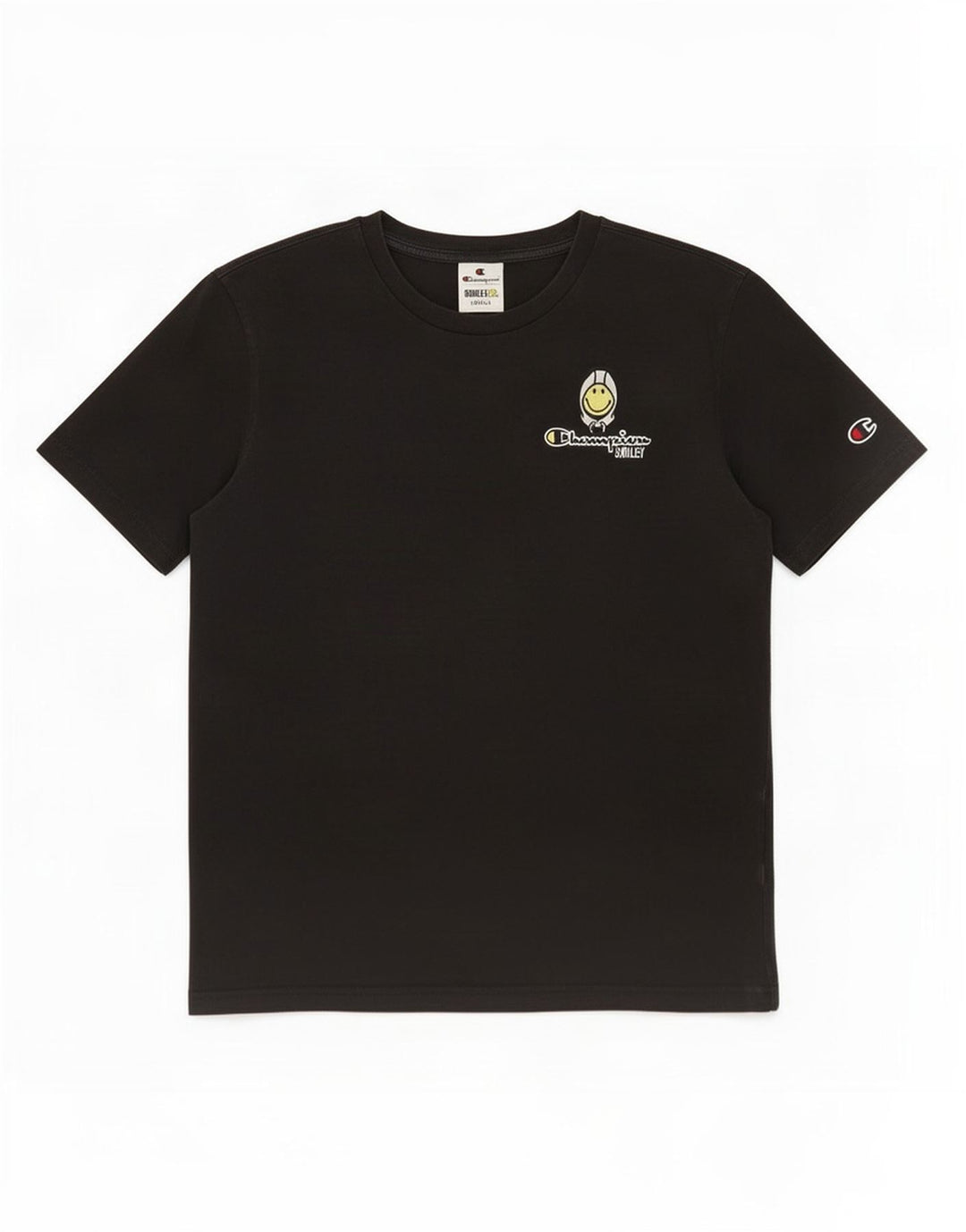 Camiseta masculina Smiley Champion pequena preta