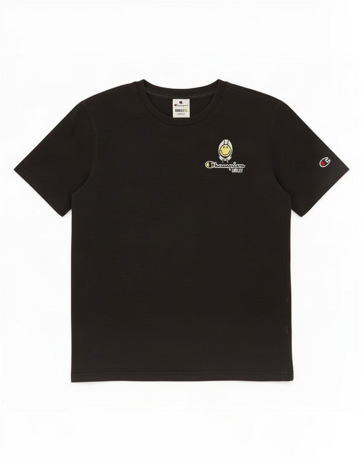 Camiseta masculina Smiley Champion pequena preta