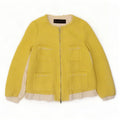 Jaqueta blazer feminina Zara com zíper completo Reino Unido 14 bloco colorido amarelo médio
